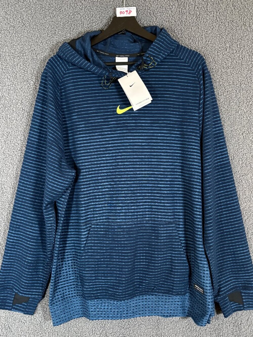 Nike Pro Therma-fit Adv Fleece Pullover Hoodie - Men's Size M - Blue